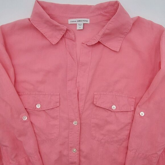 Standard James Perse Women's 3 (Large) Sheer Slub Side Panel Shirt Pink Supima - Picture 1 of 9